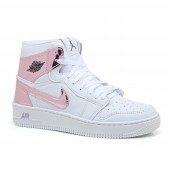 Tênis Bota Nike Air Jordan Branco Rosa